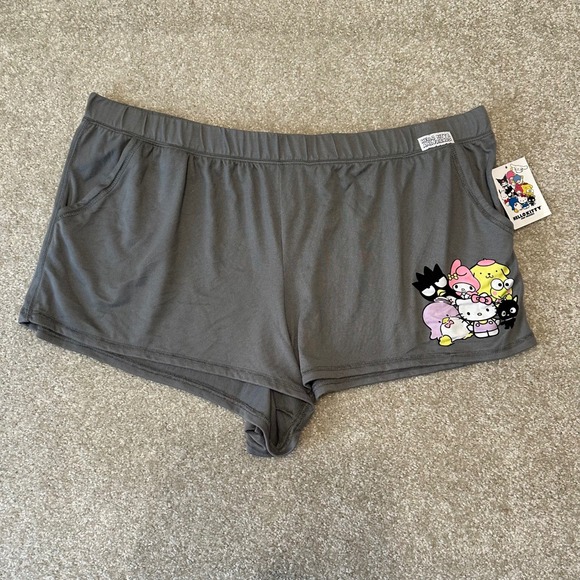 Hello Kitty Sleep Lounge Shorts 3X (22W-24W) Sanrio Characters Gray New - Picture 1 of 5